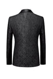 Men's Black Silm Fit 3 Piece Jacquard Shawl Lapel Wedding Suits