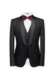 Men's Black Silm Fit 3 Piece Jacquard Shawl Lapel Wedding Suits