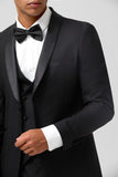 Men's Black Shawl Lapel Single Breasted 3 Piece Wedding Suits