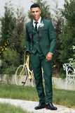 Men's Dark Green Shawl Lapel 3-Pieces Slim Fit Wedding Suits