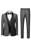 Men's Black Slim Fit Shawl Lapel Three-Pieces Wedding Suits