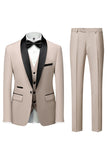 Men's Black Slim Fit Shawl Lapel Three-Pieces Wedding Suits