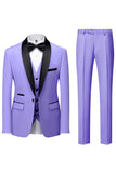 Men's Black Slim Fit Shawl Lapel Three-Pieces Wedding Suits