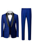 Men's Black Slim Fit Shawl Lapel Three-Pieces Wedding Suits