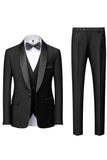 Men's Dark Green Shawl Lapel 3-Pieces Slim Fit Wedding Suits