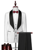 Men's Shawl Lapel White Slim Fit Three-Piece Wedding Suits