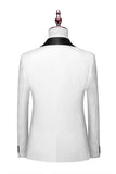 Men's Shawl Lapel White Slim Fit Three-Piece Wedding Suits