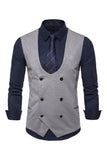 Men's U Neck Double Breasted Suit Vest