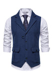 Men's Single Breasted Lapel Navy Suit Vest