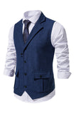 Men's Single Breasted Lapel Navy Suit Vest