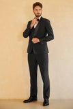 Men's Black Shawl Lapel Single Breasted 3 Piece Wedding Suits