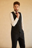 Men's Black Shawl Lapel Single Breasted 3 Piece Wedding Suits