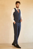 Men's Dark Blue Double Breasted Pinstripe 3 Piece Wedding Guest Suits