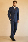 Men's Dark Blue Double Breasted Pinstripe 3 Piece Wedding Guest Suits