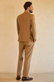 Men's Brown Single Breasted Peak Lapel 3 Piece Wedding Suits