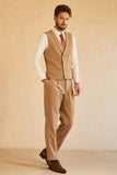 Men's Brown Single Breasted Peak Lapel 3 Piece Wedding Suits