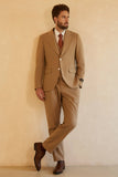 Men's Brown Single Breasted Peak Lapel 3 Piece Wedding Suits