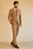 Men's Brown Single Breasted Peak Lapel 3 Piece Wedding Suits