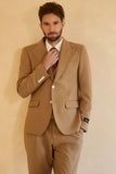 Men's Brown Single Breasted Peak Lapel 3 Piece Wedding Suits