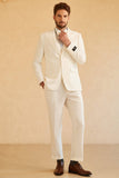 Men's White Peak Lapel Single Breasted 3 Piece Wedding Suits