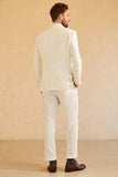 Men's White Peak Lapel Single Breasted 3 Piece Wedding Suits