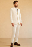 Men's White Peak Lapel Single Breasted 3 Piece Wedding Suits