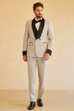 Men's Grey Shawl Lapel Double Breasted 2 Piece Wedding Suits