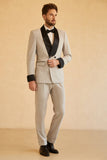 Men's Grey Shawl Lapel Double Breasted 2 Piece Wedding Suits