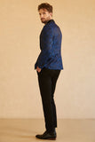 Men's Red Shawl Lapel Jacquard One Button Prom Blazer