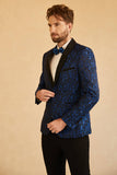 Men's Red Shawl Lapel Jacquard One Button Prom Blazer