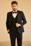 Men's Black Slim Fit Notched Lapel Single Button Wedding Suits