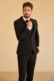 Men's Black Slim Fit Notched Lapel Single Button Wedding Suits