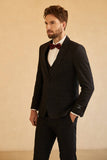 Men's Black Slim Fit Notched Lapel Single Button Wedding Suits