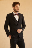 Men's Black Slim Fit Notched Lapel Single Button Wedding Suits