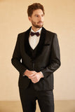 Men's Black Shawl Lapel One Button Wedding Suits