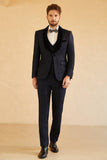 Men's Black Shawl Lapel One Button Wedding Suits