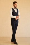 Men's Navy Shawl Lapel One Button Wedding Suits