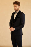 Men's Navy Shawl Lapel One Button Wedding Suits