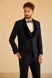 Men's Black Shawl Lapel One Button Wedding Suits