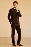 Men's Dark Brown Notched Lapel Two Button 3 Piece Wedding Suits