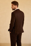 Men's Dark Brown Notched Lapel Two Button 3 Piece Wedding Suits