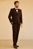 Men's Dark Brown Notched Lapel Two Button 3 Piece Wedding Suits