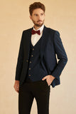 Men's Peak Lapel Navy 3 Pieces Slim Fit Wedding Suits