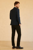 Men's Peak Lapel Navy 3 Pieces Slim Fit Wedding Suits