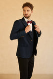 Men's Peak Lapel Navy 3 Pieces Slim Fit Wedding Suits