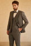 Men's Grey Peak Lapel 3 Pieces Slim Fit Wedding Suits