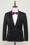 Men's Black Notched Lapel Single Breasted Blazer