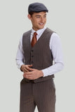 Men's Coffee 3 Piece Double Breasted Party Notched Lapel Suits