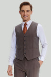 Men's Coffee 3 Piece Double Breasted Party Notched Lapel Suits