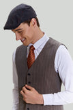 Men's Coffee 3 Piece Double Breasted Party Notched Lapel Suits